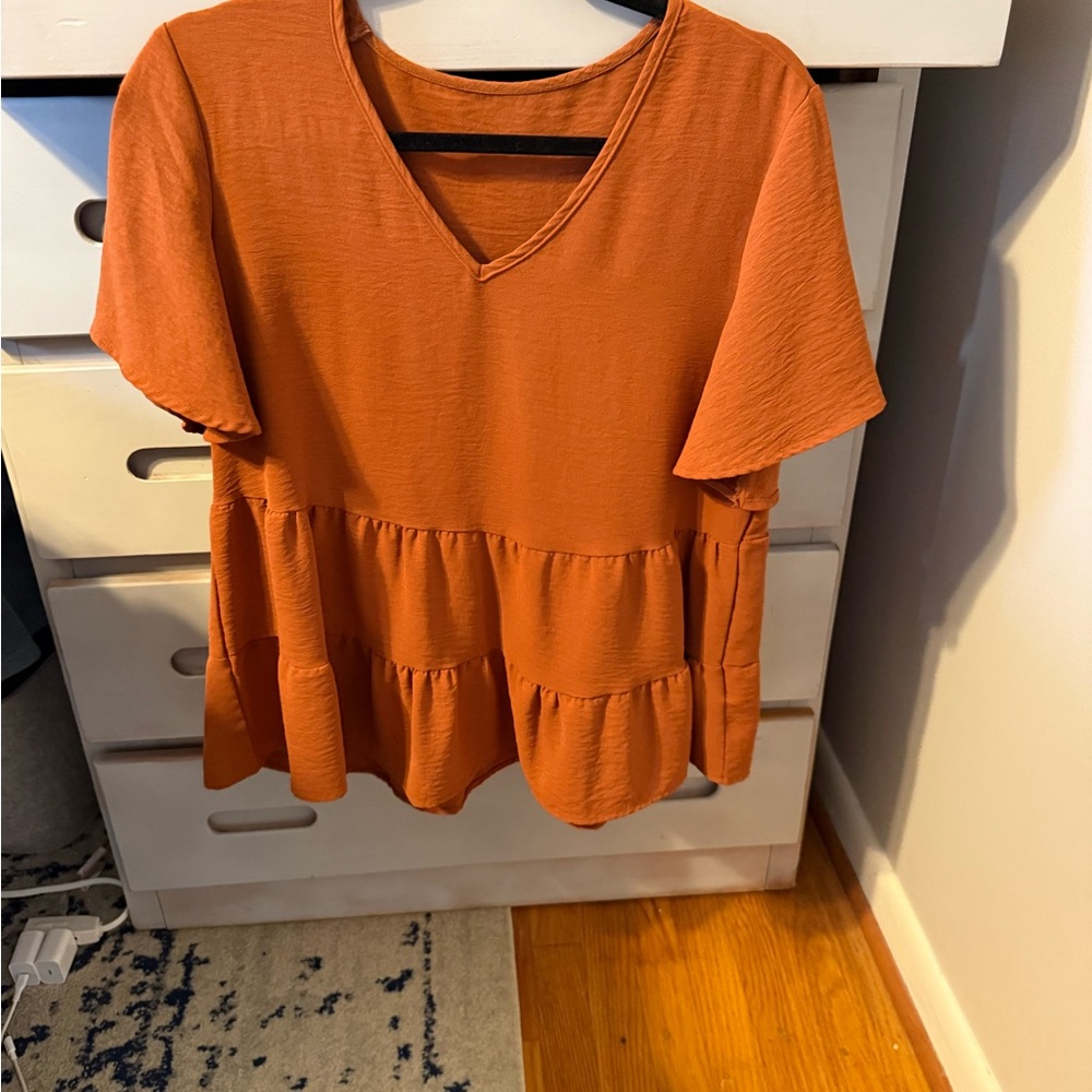 SHEIN Rust Tiered Blouse